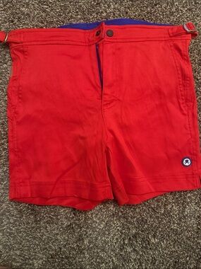Rounderbum H2O padded Men's Athletic Red Swim Shorts with Contrast Waistband